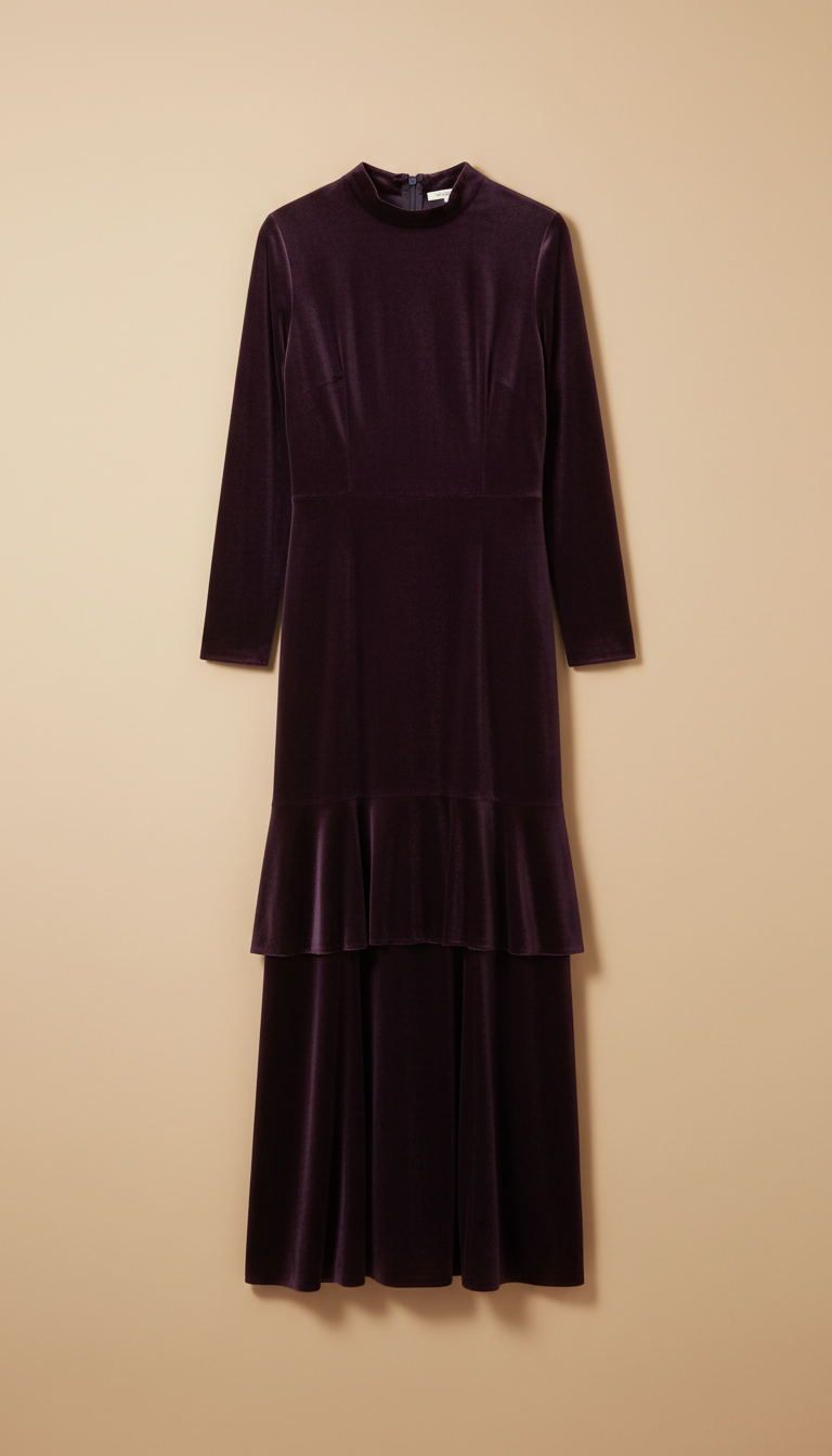 Velvet maxi dress in deep plum