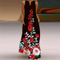 Vintage Print Women Sundress 2026 Summer Fashion V-neck Sleeveless Long Dress Elegant Ladies Maxi Dresses Femme Vestidos