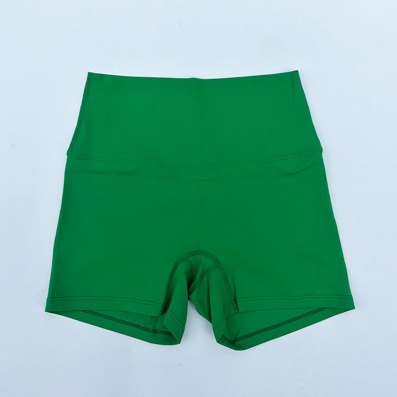 New Nude High-Waist Brushed Shorts Yoga Wear Nylon Shorts Women's Tight Yoga Three-Point Sports Shorts Peach