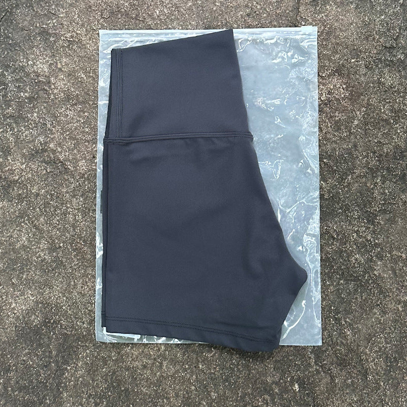 New Nude High-Waist Brushed Shorts Yoga Wear Nylon Shorts Women's Tight Yoga Three-Point Sports Shorts Peach