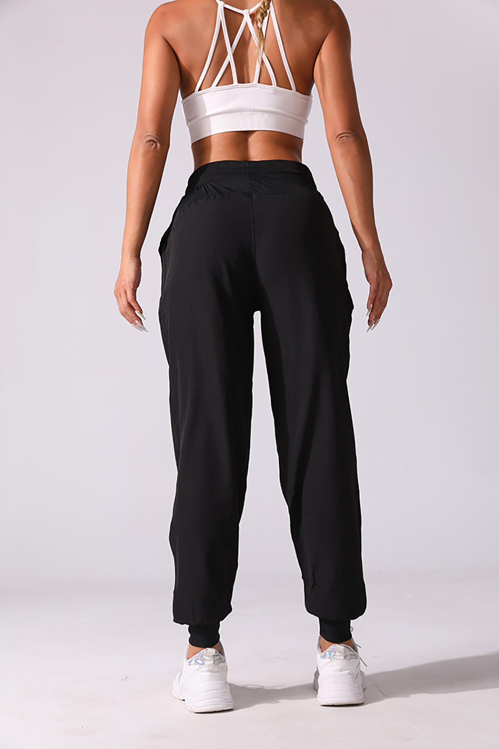 New Drawstring Pleated Sports Women's Summer Quick-drying Running Fitness Casual Pants Cross-border Lightweight Straight Leg Ankle-length Pants