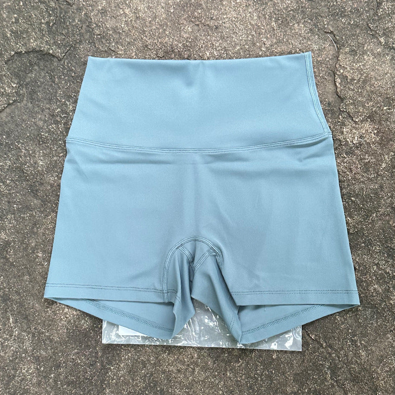New Nude High-Waist Brushed Shorts Yoga Wear Nylon Shorts Women's Tight Yoga Three-Point Sports Shorts Peach