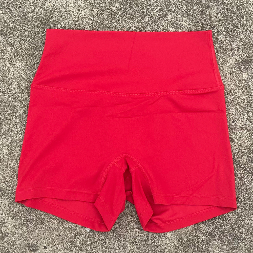 New Nude High-Waist Brushed Shorts Yoga Wear Nylon Shorts Women's Tight Yoga Three-Point Sports Shorts Peach