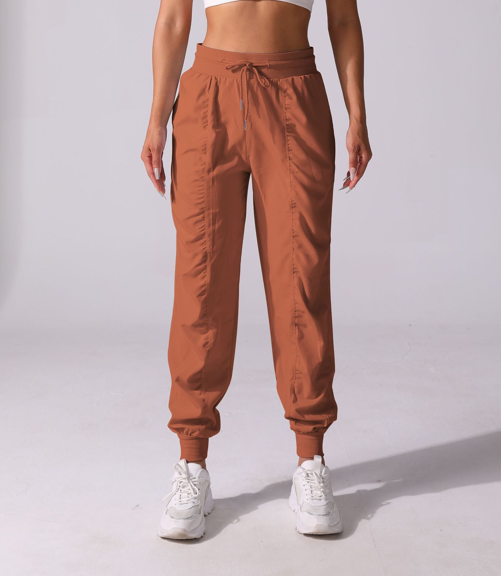New Drawstring Pleated Sports Women's Summer Quick-drying Running Fitness Casual Pants Cross-border Lightweight Straight Leg Ankle-length Pants