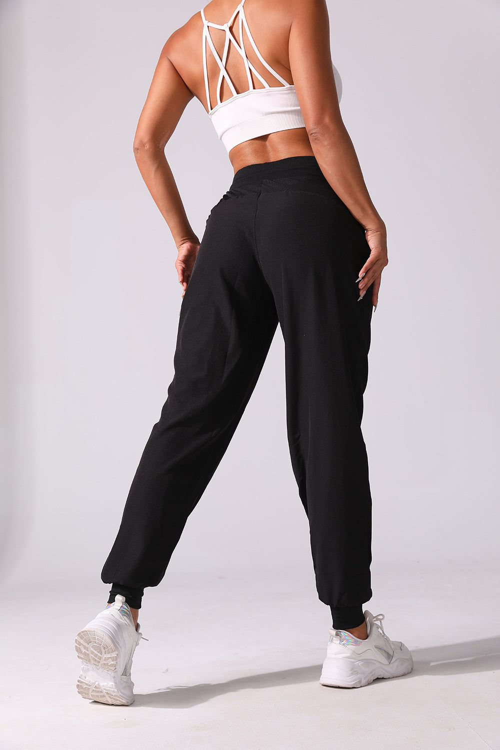 New Drawstring Pleated Sports Women's Summer Quick-drying Running Fitness Casual Pants Cross-border Lightweight Straight Leg Ankle-length Pants