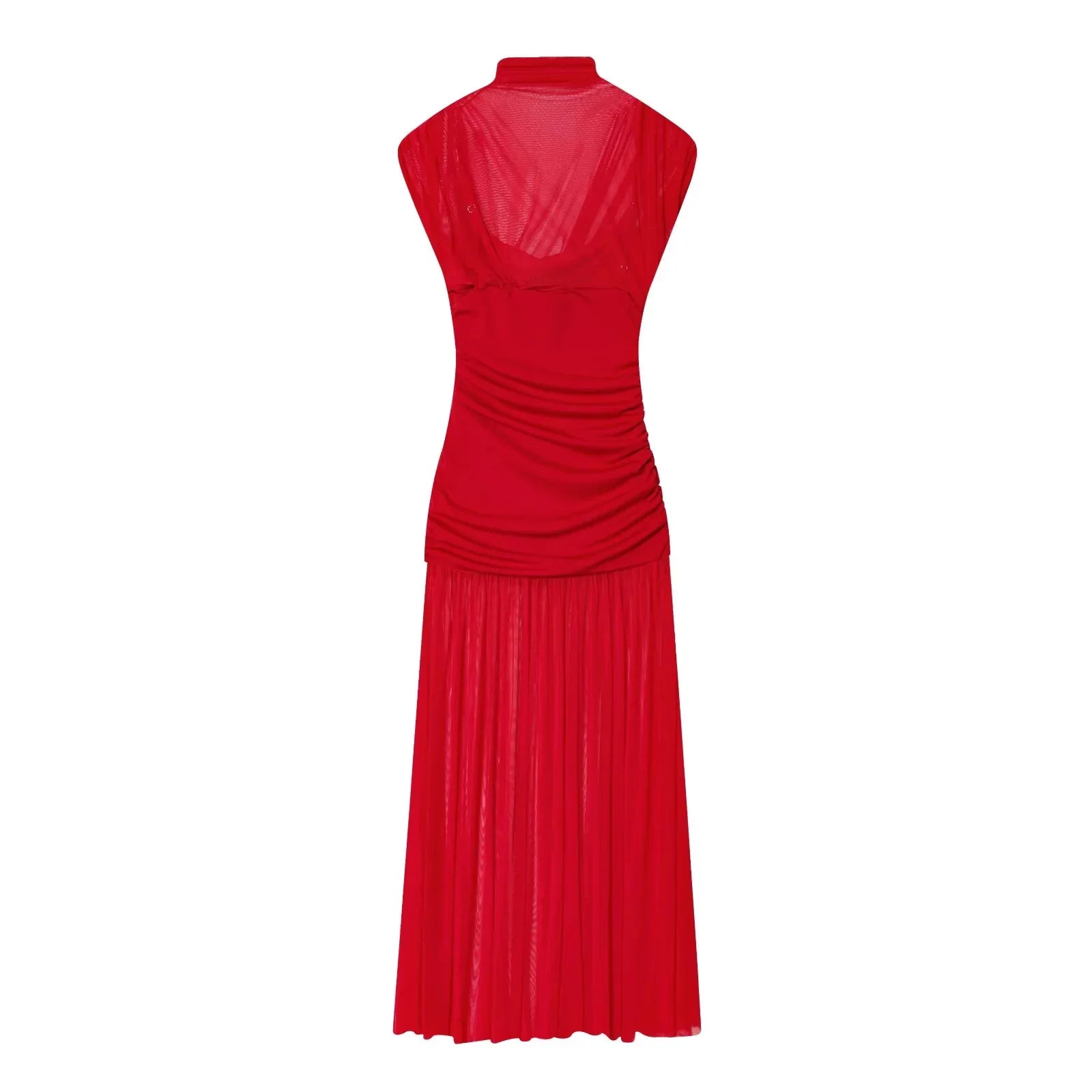 KONDALA 2026 Spring Summer Elegant Women Dresses Wedding Guest Ladies Patch Work Tulle Dresses Valentine‘s Day Woman Dresses
