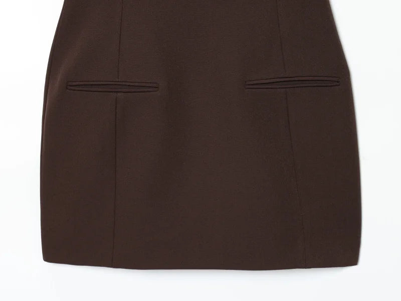 ETJ 2025 women's new products are elegant and stylish Short dress with a boat neck and short sleeves with pleats  black dress