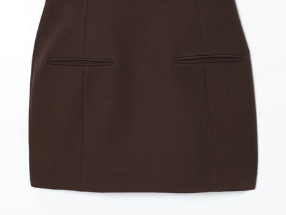 ETJ 2025 women's new products are elegant and stylish Short dress with a boat neck and short sleeves with pleats  black dress