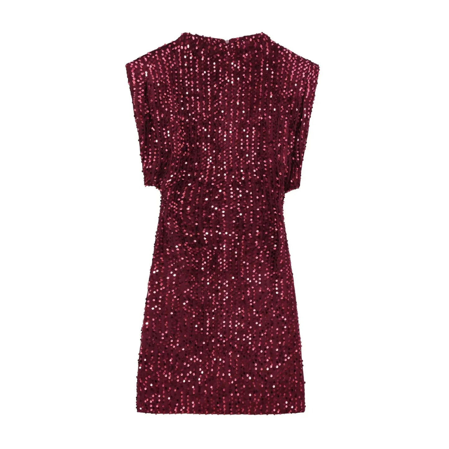 KONDALA 2026 Spring Women Sequined Party Dresses Shoulder Pad Sheath Mini Dress Sleeveless Valentine‘s Day Women Elegant Dresses