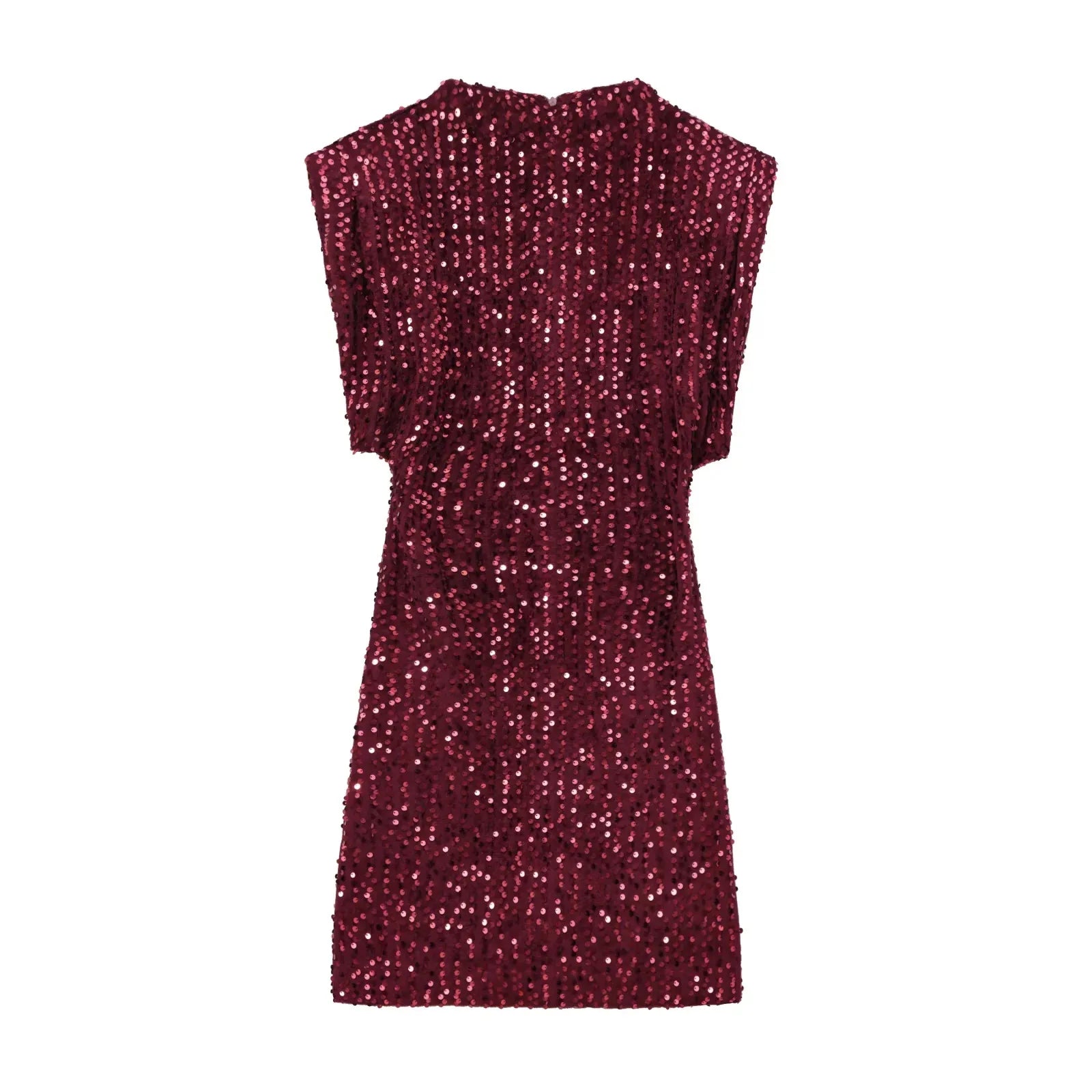 KONDALA 2026 Spring Women Sequined Party Dresses Shoulder Pad Sheath Mini Dress Sleeveless Valentine‘s Day Women Elegant Dresses