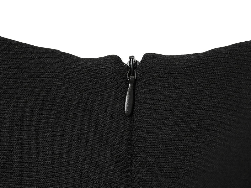 ETJ 2025 women's new products are elegant and stylish Short dress with a boat neck and short sleeves with pleats  black dress