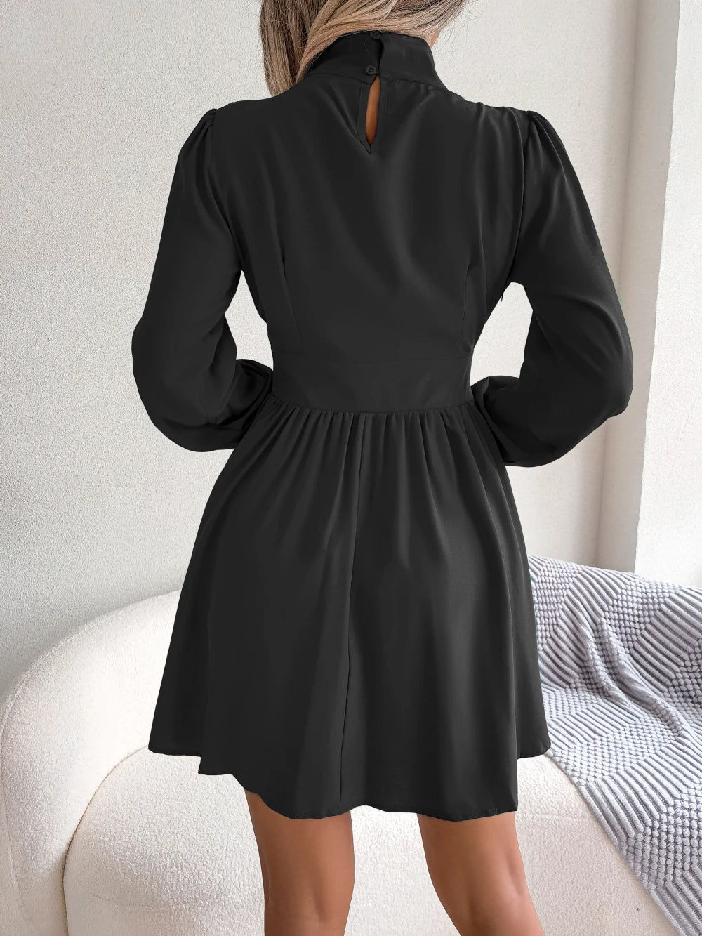 Women Autumn Casual Solid Hollow Out Long Sleeve A Line Dress 2026 Fashion Elegant Dresses Red Black White Sexy Woman Clothing