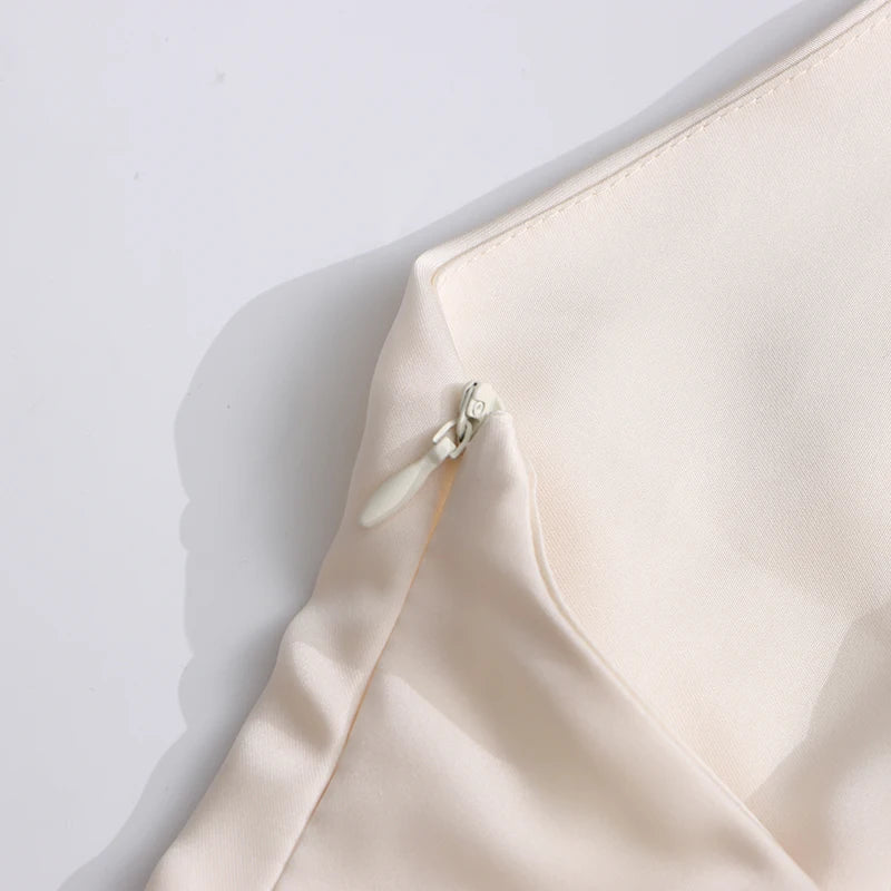 TWOTWINSTYLE Spliced Ruffles Slimming Dresses for Women Strapless Sleeveless High Waist Dress Patchwork Shawl Dress Female