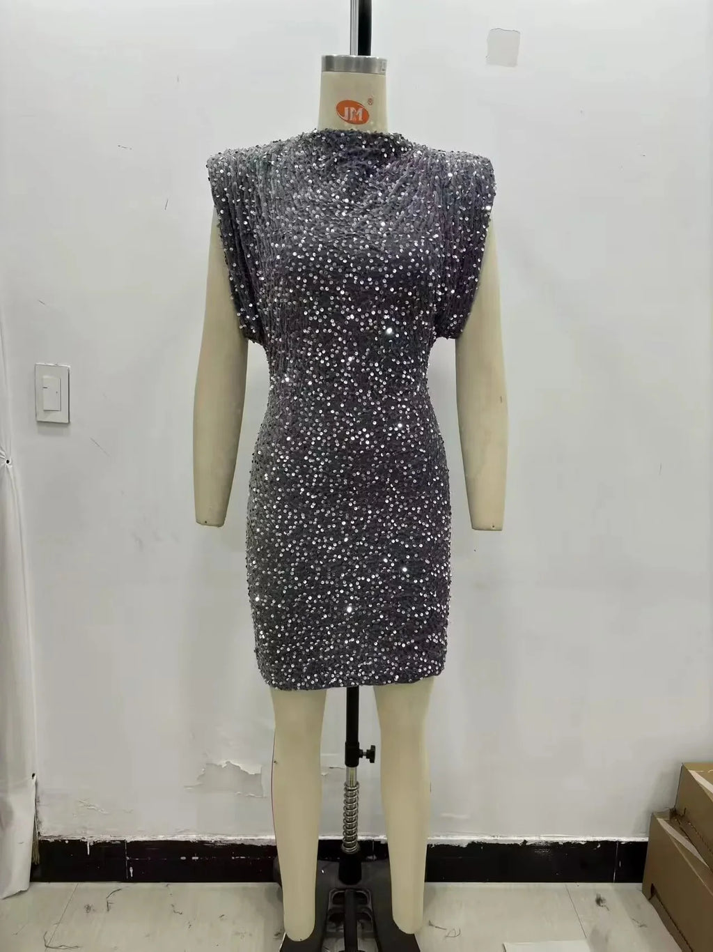 KONDALA 2026 Spring Women Sequined Party Dresses Shoulder Pad Sheath Mini Dress Sleeveless Valentine‘s Day Women Elegant Dresses