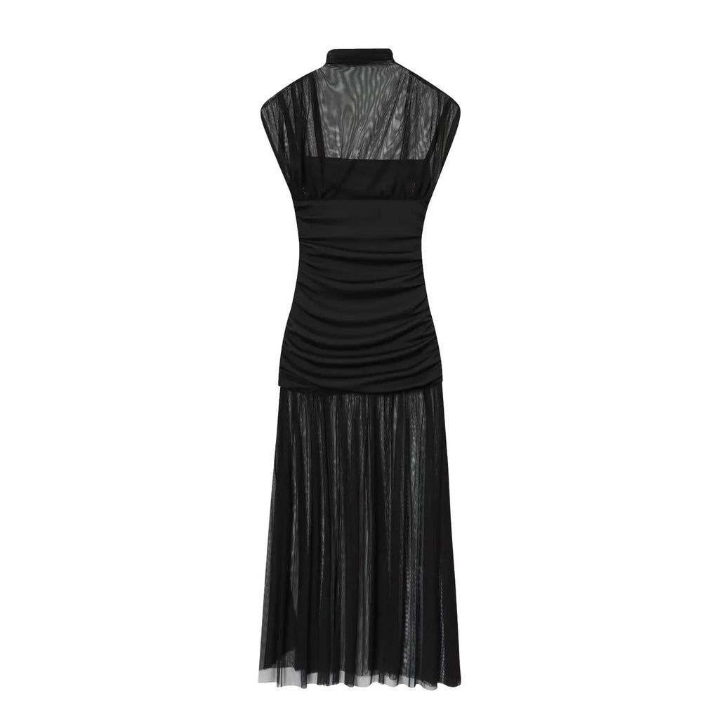 KONDALA 2026 Spring Summer Elegant Women Dresses Wedding Guest Ladies Patch Work Tulle Dresses Valentine‘s Day Woman Dresses