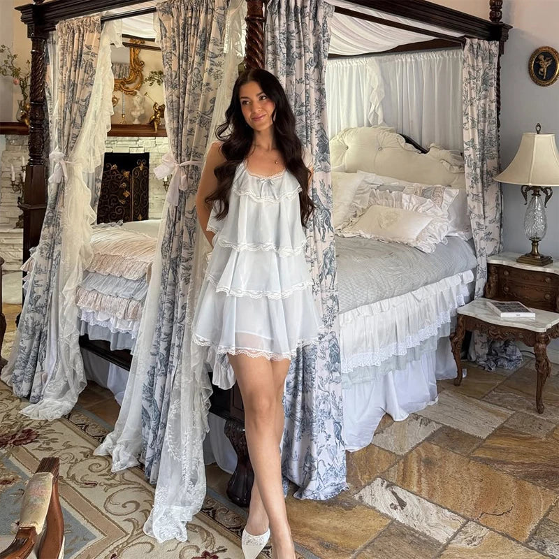 Women Solid Halter Neck Ruffle Long Dress Elegant Sleeveless Chiffon Tiered Waist Cinching Maxi Dresses 2026 New Street Vestidos