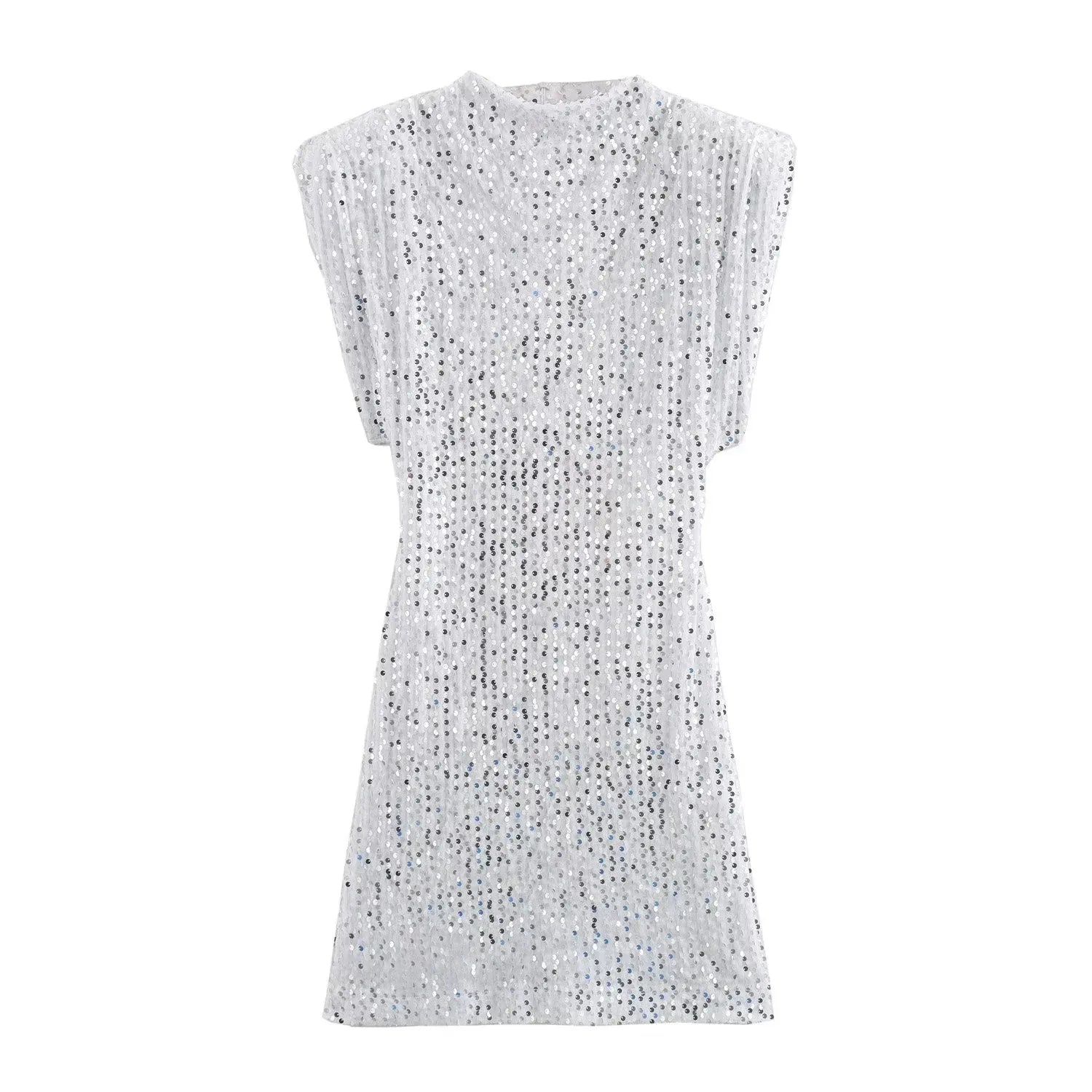 KONDALA 2026 Spring Women Sequined Party Dresses Shoulder Pad Sheath Mini Dress Sleeveless Valentine‘s Day Women Elegant Dresses