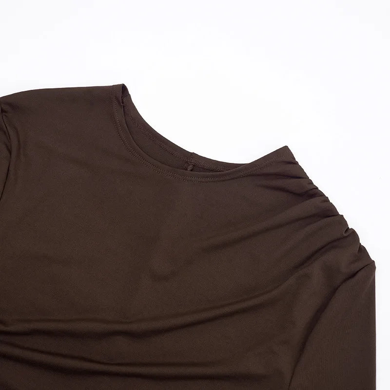 Crew Neck Solid Slim Sheath Dress Fashion Women Long Sleeve Short Wrap High Waisted Mini Dresses Lady 2026 Party Evening Gown