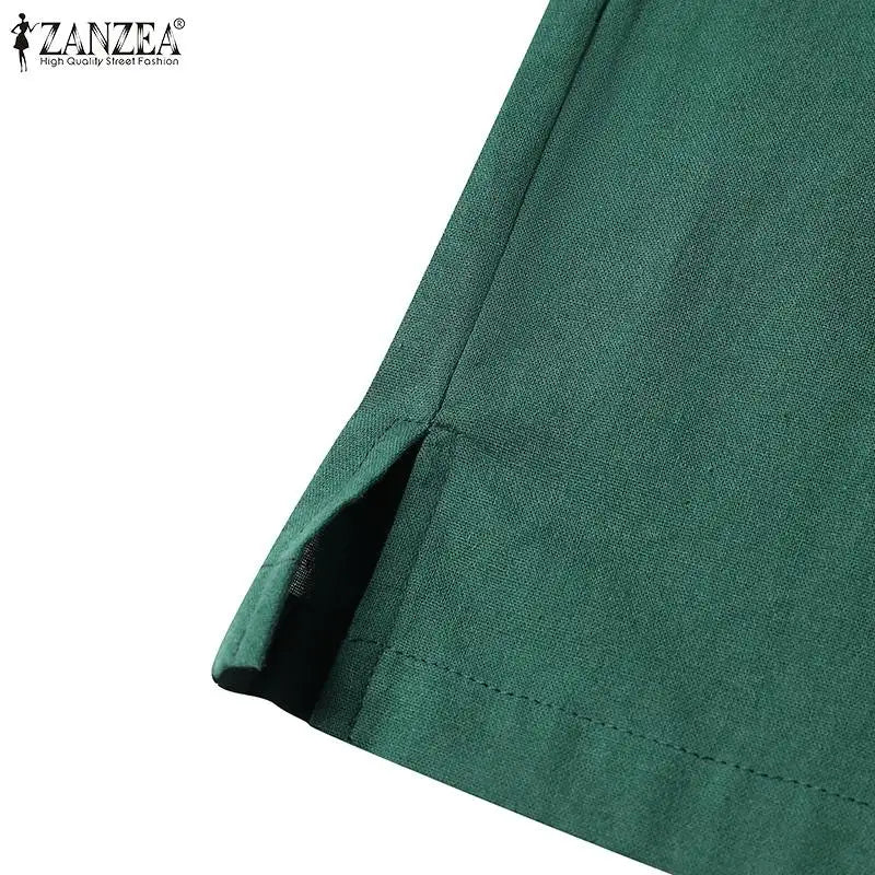 2024 Summer Dress ZANZEA Fashion Sleeveless Beach Vestidos Office Work Sundress Women Elegant Solid Color Dresses Robe Femme