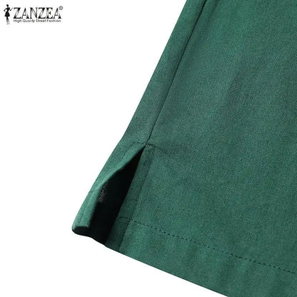 2024 Summer Dress ZANZEA Fashion Sleeveless Beach Vestidos Office Work Sundress Women Elegant Solid Color Dresses Robe Femme