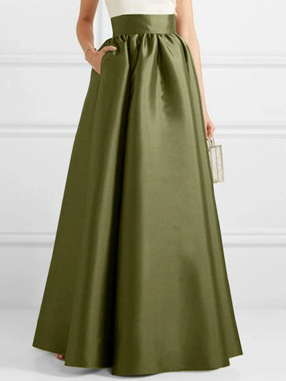 ZANZEA Women Satin Silk Black Maxi Long Skirts Elegant Luxury High Waisted A-Line Party Jupe Femme with Back Zipper Faldas Mujer