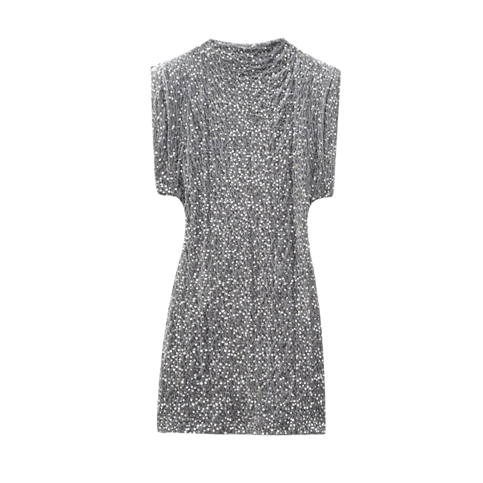 KONDALA 2026 Spring Women Sequined Party Dresses Shoulder Pad Sheath Mini Dress Sleeveless Valentine‘s Day Women Elegant Dresses
