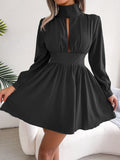 Women Autumn Casual Solid Hollow Out Long Sleeve A Line Dress 2026 Fashion Elegant Dresses Red Black White Sexy Woman Clothing