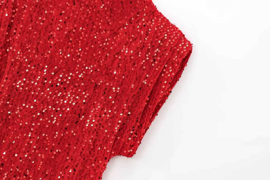 KONDALA 2026 Spring Women Sequined Party Dresses Shoulder Pad Sheath Mini Dress Sleeveless Valentine‘s Day Women Elegant Dresses