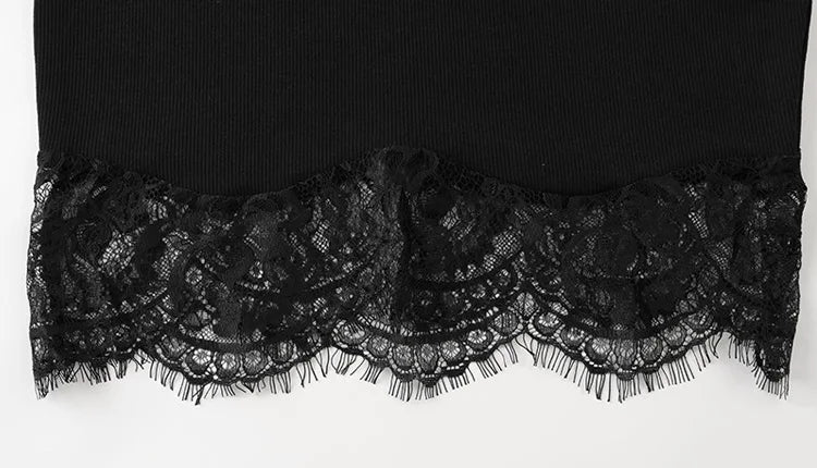 CNYISHE Lace Patchwork Camisoles Solid Sexy Club Women Dresses Fashion Skinny Hip Wrap Female Outfits Fitness Regular Casual