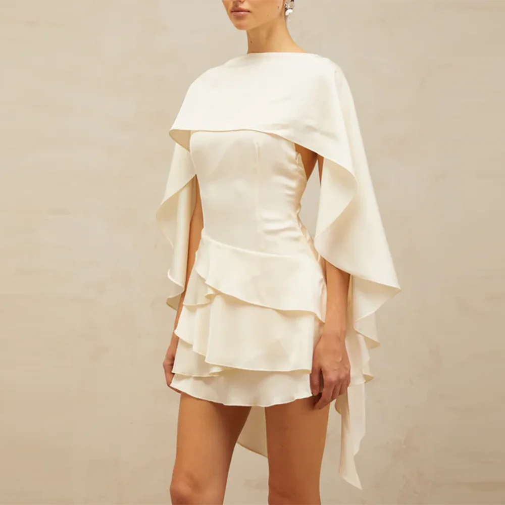 TWOTWINSTYLE Spliced Ruffles Slimming Dresses for Women Strapless Sleeveless High Waist Dress Patchwork Shawl Dress Female