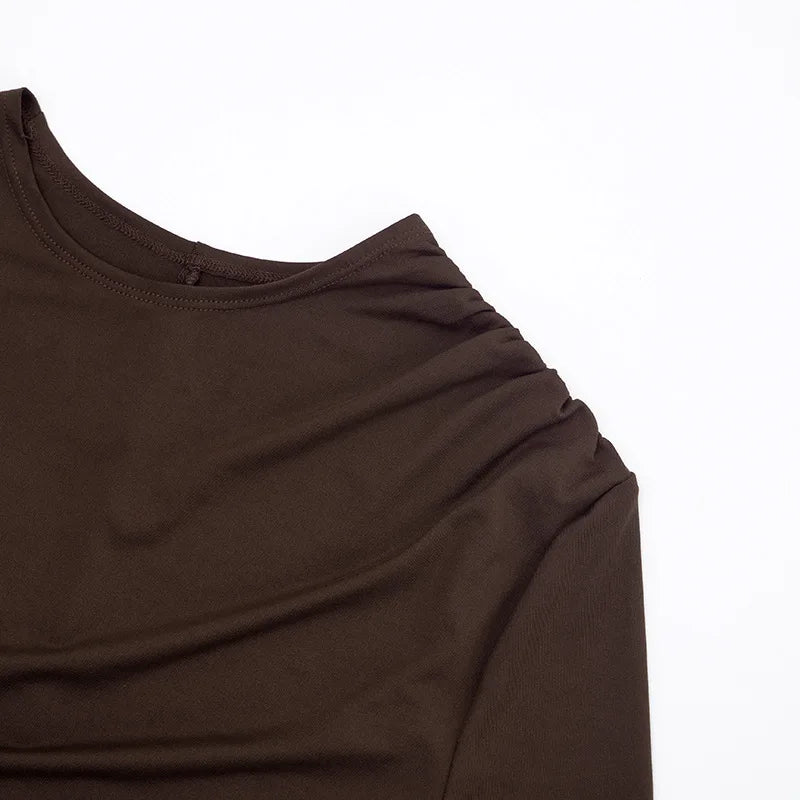 Crew Neck Solid Slim Sheath Dress Fashion Women Long Sleeve Short Wrap High Waisted Mini Dresses Lady 2026 Party Evening Gown