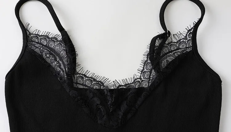 CNYISHE Lace Patchwork Camisoles Solid Sexy Club Women Dresses Fashion Skinny Hip Wrap Female Outfits Fitness Regular Casual