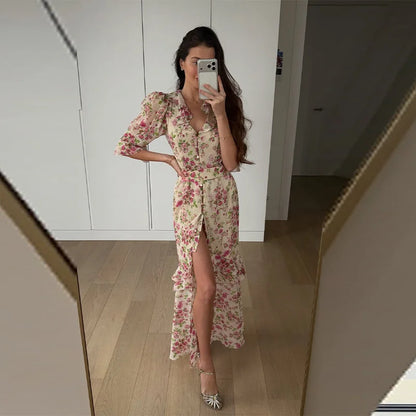 Women Chic Printed Gathered Large Swing Dress Sexy Sleeveless High Waist Slim Fit Sling Dresses 2026 New Lady Party Club Gowns