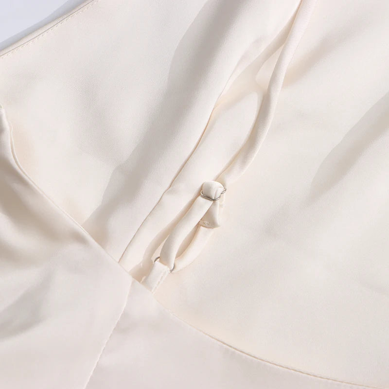 TWOTWINSTYLE Spliced Ruffles Slimming Dresses for Women Strapless Sleeveless High Waist Dress Patchwork Shawl Dress Female