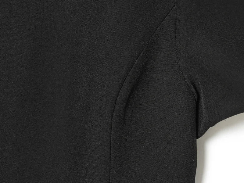 ETJ 2025 women's new products are elegant and stylish Short dress with a boat neck and short sleeves with pleats  black dress