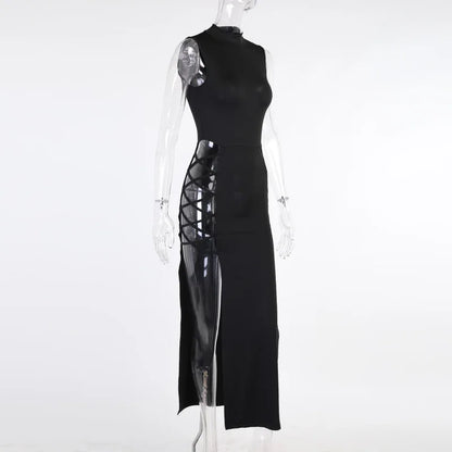 New Elegant Black Sleeveless Bandage Sexy Dress for Women Club Party Backless Tank Dresses Skinny Fashion Summer