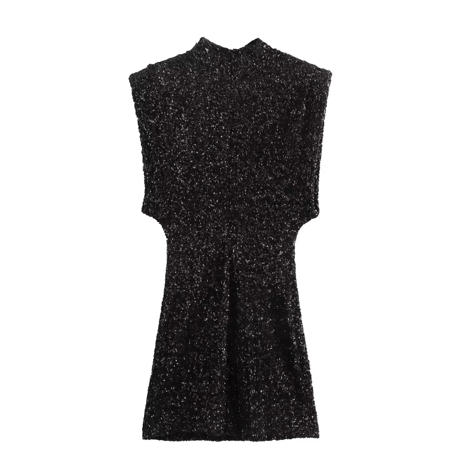 KONDALA 2026 Spring Women Sequined Party Dresses Shoulder Pad Sheath Mini Dress Sleeveless Valentine‘s Day Women Elegant Dresses