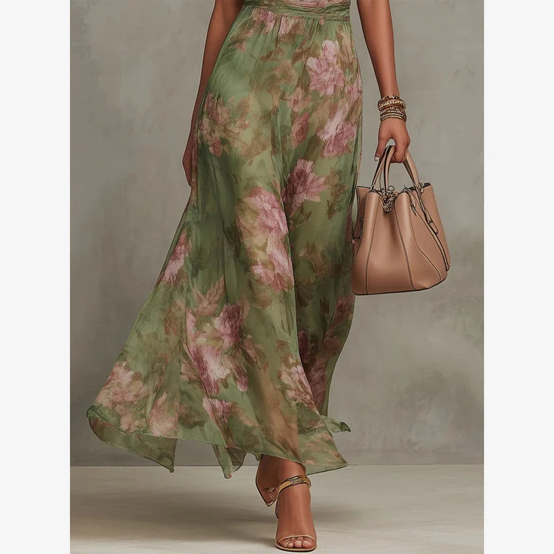 Women Solid Halter Neck Ruffle Long Dress Elegant Sleeveless Chiffon Tiered Waist Cinching Maxi Dresses 2026 New Street Vestidos