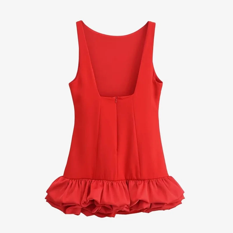 MUJER White Ruffle Mini Dress Women Sleeveless Bodycon Dress Woman off Shoulder Party Dresses Women Sexy Backless Women Dress