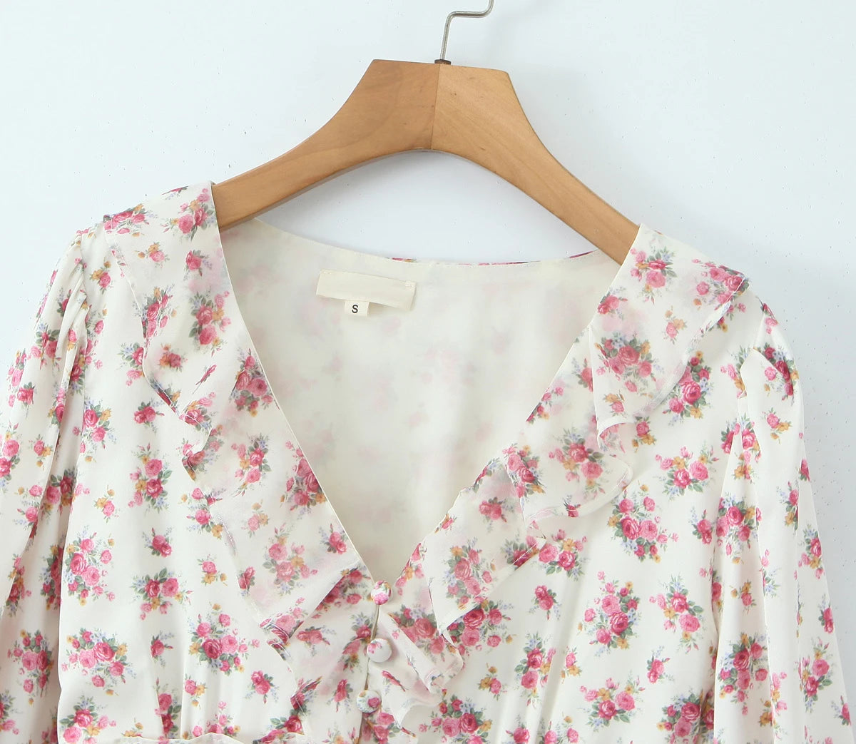 Boho Floral Print Ruffle Mini Dress Women Front Button Long Sleeve V Neck Spring Dresses 2025 Holiday Robe Short Vestidos