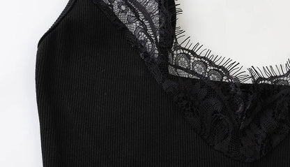 CNYISHE Lace Patchwork Camisoles Solid Sexy Club Women Dresses Fashion Skinny Hip Wrap Female Outfits Fitness Regular Casual
