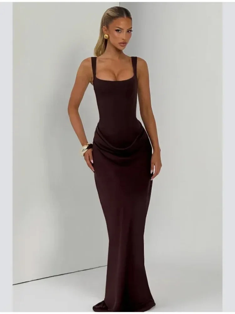 Sexy Square-neck Halter Mini Dress Women Pleated Sleeveless Backless High Waist Bodycon Dresses 2026 New Summer Lady Party Robe