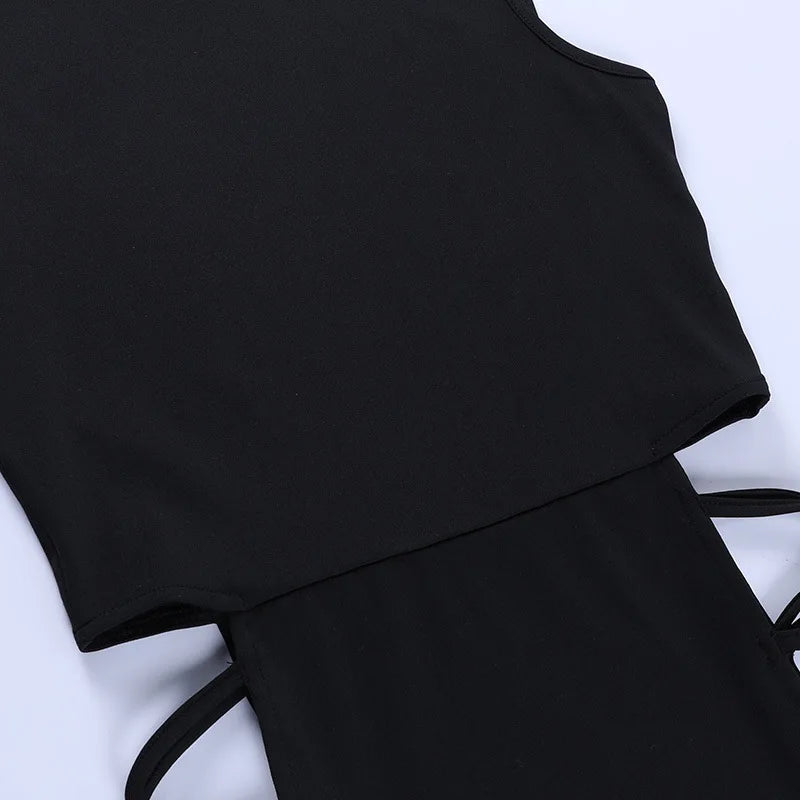 New Elegant Black Sleeveless Bandage Sexy Dress for Women Club Party Backless Tank Dresses Skinny Fashion Summer