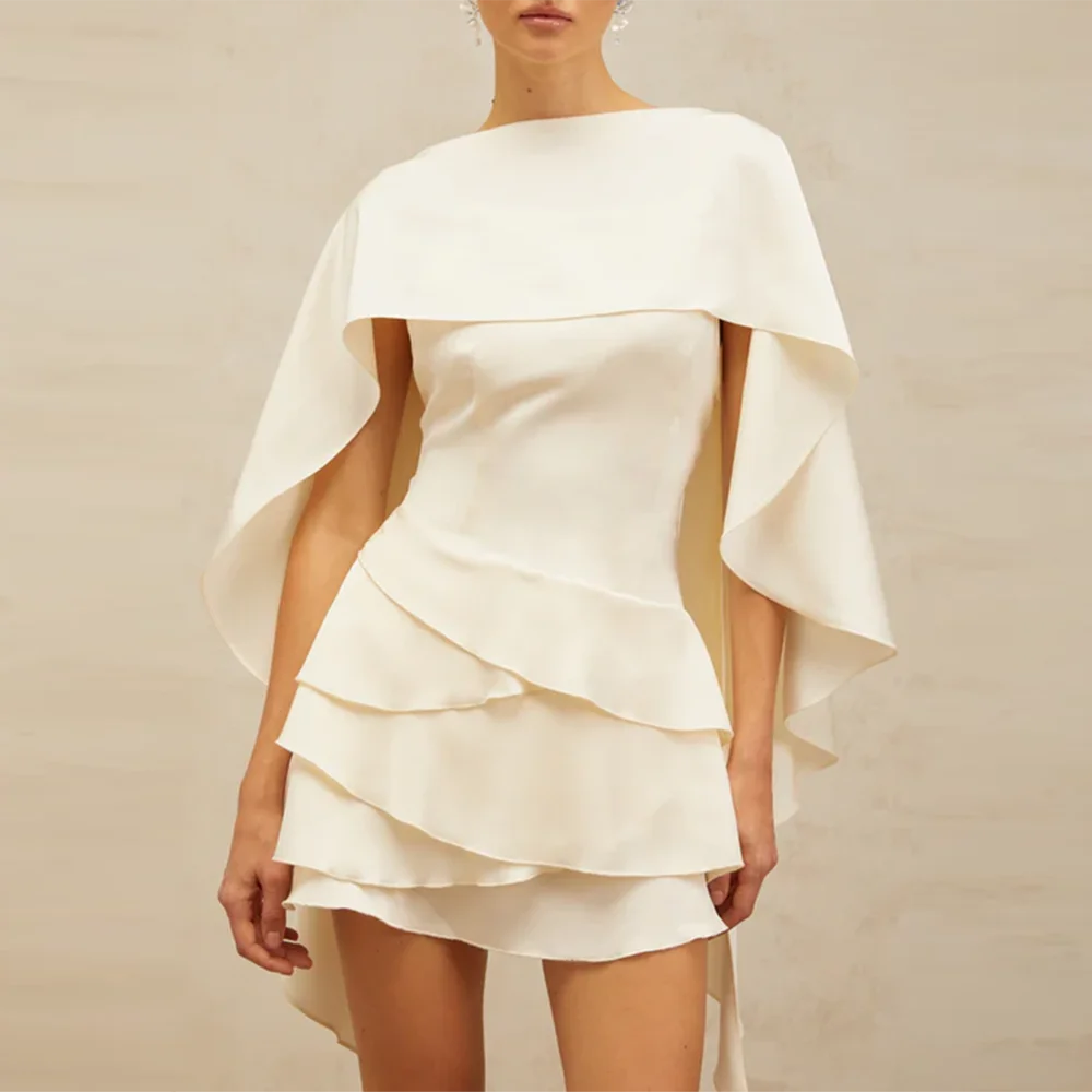 TWOTWINSTYLE Spliced Ruffles Slimming Dresses for Women Strapless Sleeveless High Waist Dress Patchwork Shawl Dress Female
