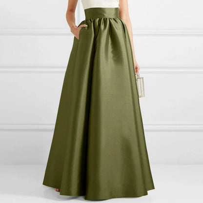 ZANZEA Women Satin Silk Black Maxi Long Skirts Elegant Luxury High Waisted A-Line Party Jupe Femme with Back Zipper Faldas Mujer