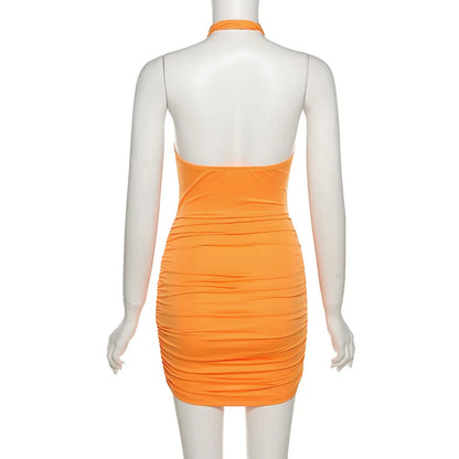 2023 Summer Party Dresses Sexy Elegant Dresses For Women Solid Casual Dress Women Pencil Mini Halter Sleeveless Hollow Dress