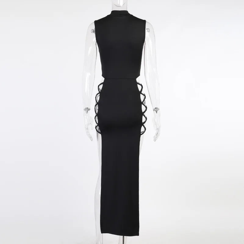 New Elegant Black Sleeveless Bandage Sexy Dress for Women Club Party Backless Tank Dresses Skinny Fashion Summer