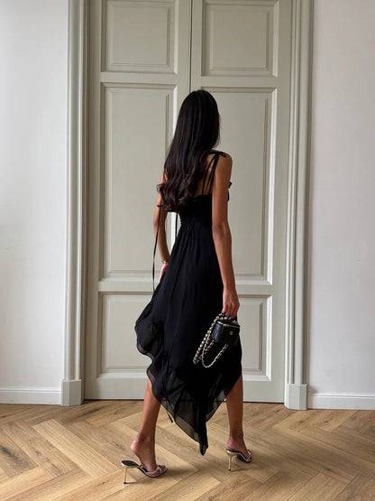 CNYISHE Camisoles Solid Sheath Elegant Fashion Women Dresses Irregular Hem Party Sexy Club Outifts Female Bodycon Fitness Robes