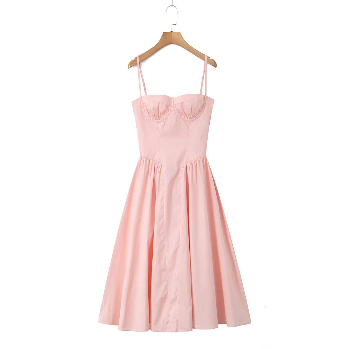 YENKYE Green Floral Print Sexy Spaghetti Straps Dress Women Low Waist A-line Midi Holiday Summer Dresses Party Robe 2025 Vestido
