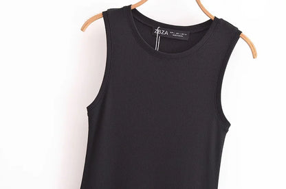 MUJER Black Pleated Long Dresses for Women Knitted Sleeveless Maxi Dress Woman Vintage Party Womens Dresses Spring Casual Dress